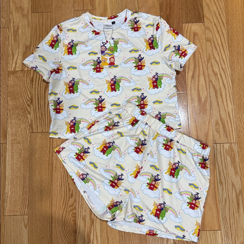 SHEIN | NEW: Teletubbies X SHEIN Cropped T-Shirt & Shorts Sleepwear Set - Size M